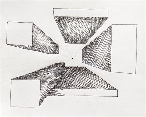 3 Dimensional Shapes Drawn On A 1 Point Perspective Grid Perspective