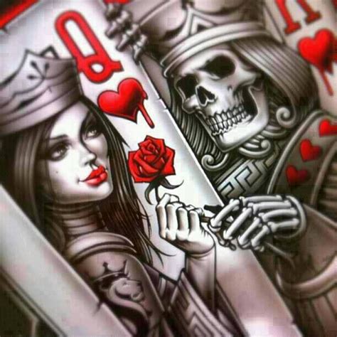 Queen Hearts King Skeleton Tattoo Pinterest Skulls Heart And