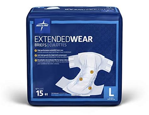 Medline Extended Wear Overnight Adult Diapers Large 15 Count