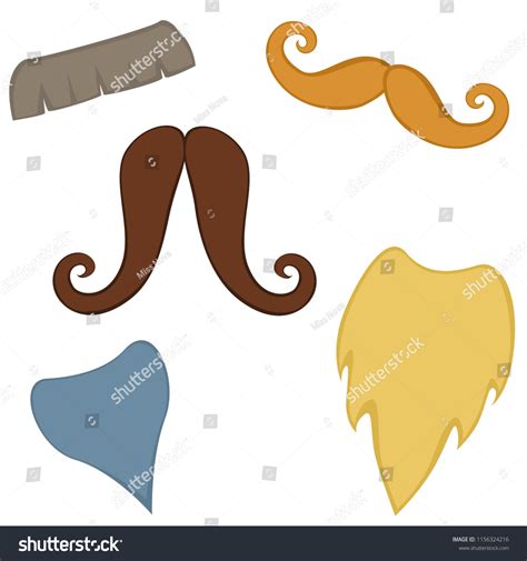 Colorful Cartoon Mustaches Beards Set Five Stock Vector Royalty Free