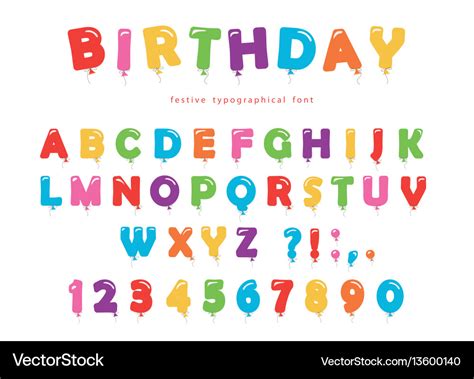 Birthday Balloon Font Festive Abc Letters And Vector Image