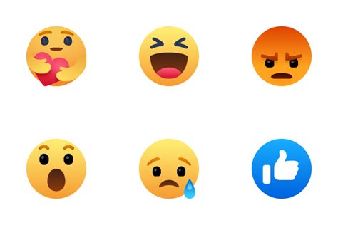 Facebook Reactions Emoji Icons Set Royalty Free Vecto