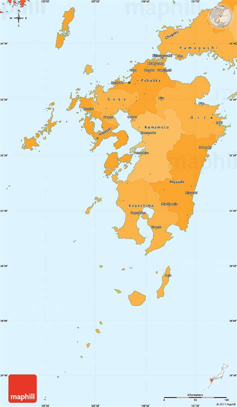 Political Shades Simple Map Of Kyushu