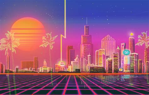 Wallpaper The Sun Music The City Style Background City 80s Style