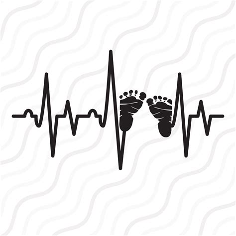 Baby Footprint Heartbeat Svg Footprint Heartbeat Svg Cut Etsy Uk