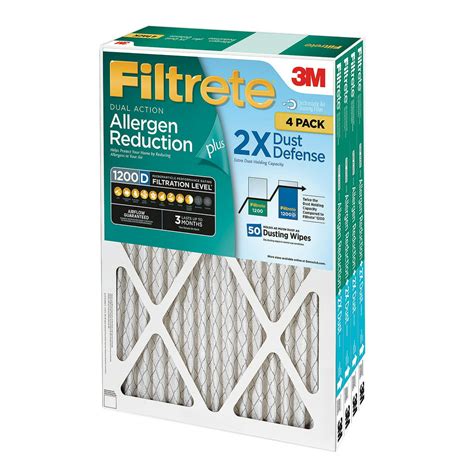 Filtrete Dual Action Micro Allergen Plus 2x Dust Defense Filter 20x25x1