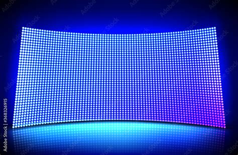 Concave Led Wall Video Screen With Glowing Blue And Purple Dot Lights
