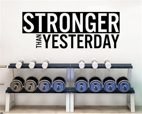 Gym Wall Decal Stronger Than Yesterday Home Gym Etsy