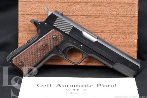 Post War Colt Super 38 Automatic 5″ 1911 Semi Auto Pistol And Box 1965