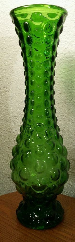 Vintage Green Bubble Glass Vase 12 Inches Tall Bubble Glass Green Bubble Vintage Green