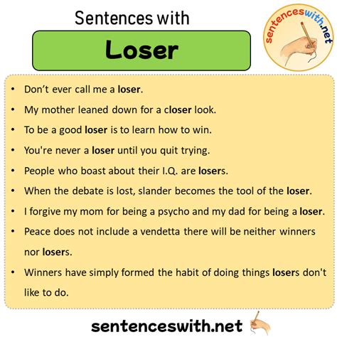 Sentences With Loser Sentences About Loser In English Sentenceswithnet