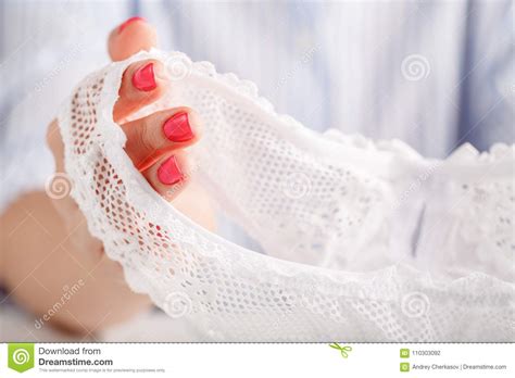 Female Fingers Hold Lace Panty Stock Photo Image Of Female Beauty