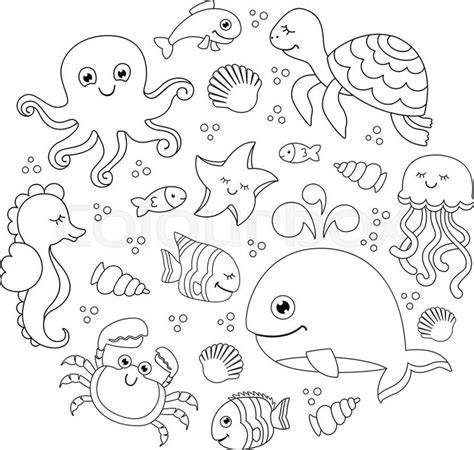 Cute Sea Life Coloring Pages Sea Animals Drawings Ocean Drawing Sea