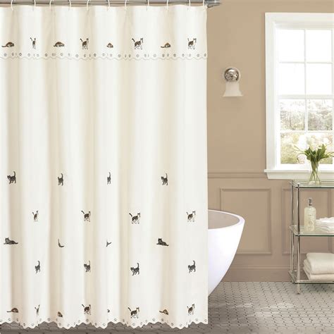 embroidered cats shower curtain with scalloped edges collections etc