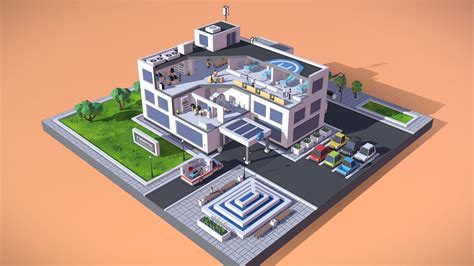 Hospital Building Cutaway With Characters By Alexander Kovalev