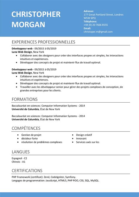 Choose a resume design you like and click on download. this will access the download page where you will find the link to download the format. modèle de CV Word gratuit a télécharger - cvgenie.fr