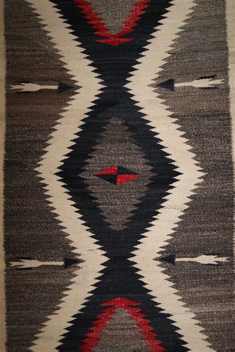 Pictorial Navajo Double Saddle Blanket With Diamond In Center And Two