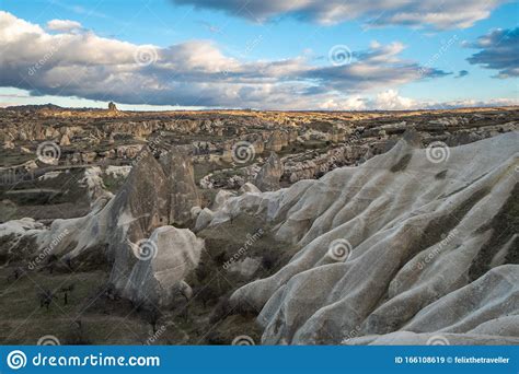 Landscape Of Cappadocia Around The Town Of Uchisar In Turkey With Its