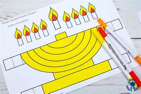 3d Hanukkah Menorah Craft With Printable Template Kids Craft Room