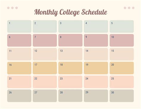 Pastel Color Aesthetic Monthly College Schedule Template Venngage