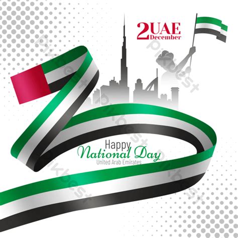 Drawing Decoration Uae National Day Abstract Flag Round City Silhouette