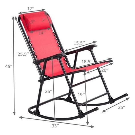 Costway Folding Zero Gravity Rocking Chair Rocker Porch Outdoor Patio