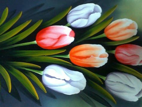Lukisan Bunga Tulip Simple Cara Menggambar Bunga Tulip Dengan Krayon