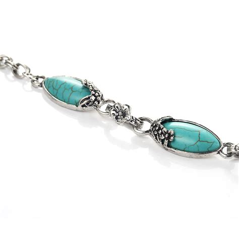 Antique Silver Tibet Turquoise Necklace Tanga