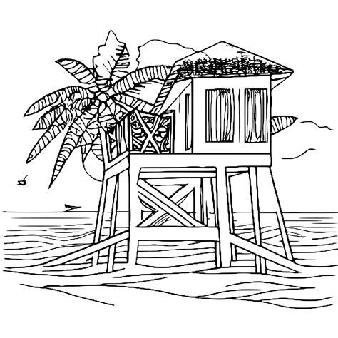 Beach House Coloring Page · Creative Fabrica
