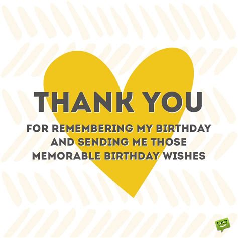 Thank You Note For Birthday Wishes On Image With Cute Yellow Heart