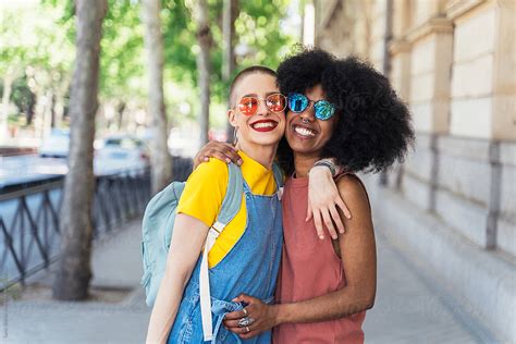 Beautiful Lesbian Couple Having Fun At The Street By Stocksy Contributor Santi Nuñez Stocksy
