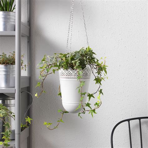 Skurar Hanging Planter Inoutdooroff White 12 Cm Ikea