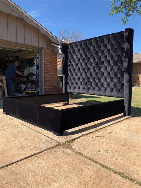 Maybe you would like to learn more about one of these? Tufted Tall Headboard Wingback Bed Frame Curvy Velvet ...