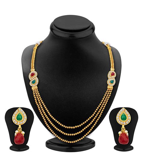 Sukkhi Gold Plated Three Strings Crystal Necklace Set Buy Sukkhi Gold