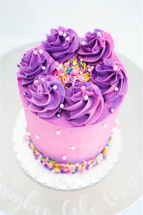 Purple Birthday Cake Purple Cakes Birthday Buttercream Birthday Cake