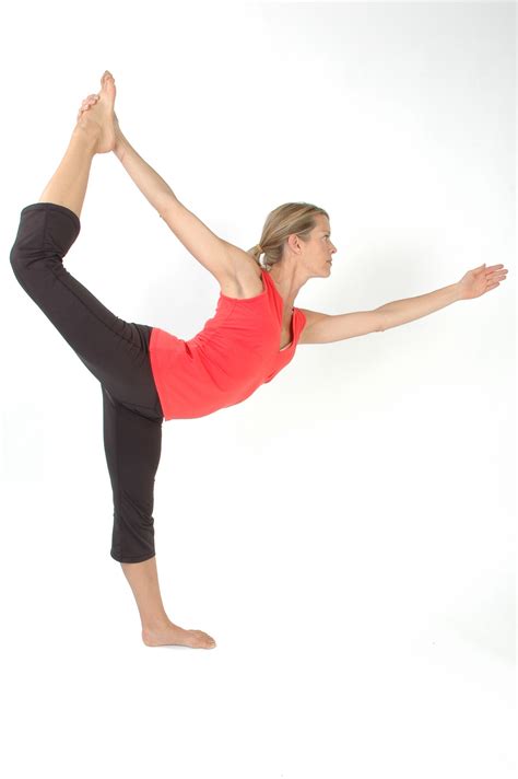 Fit Woman Doing Balancing Yoga Pose Dancer S Pose Standing Pulling Bow Pose