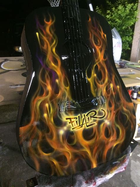 FiLAiR Designs Custom Flames On A Guitar Custom Airbrushing Airbrush