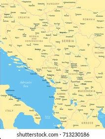Central Balkan Map Detailed Vector Illustration Stock Vector Royalty Free Shutterstock