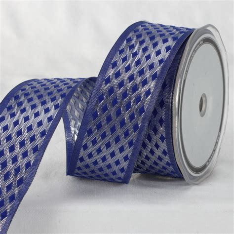 Blue And Silver Colored Metallic Finish Ribbon 15 X 27 Yards