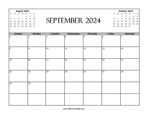 Print September 2024 Calendar Sunday Free Printable