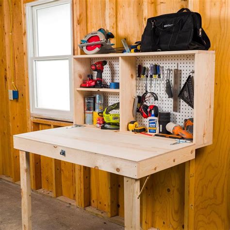 How To Build A Fold Up Workbench On A Wall Image To U