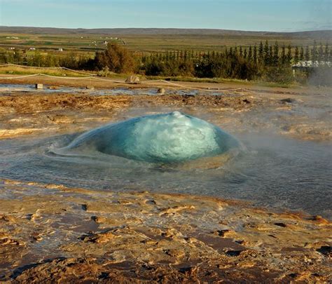 Strokkur Geyser Bubble At Beginning Of Eruption Islandia