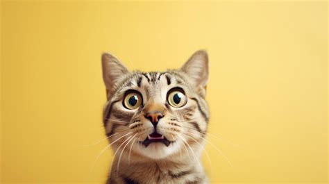 Premium Ai Image Surprised Cat On Pastel Background Illustration Ai