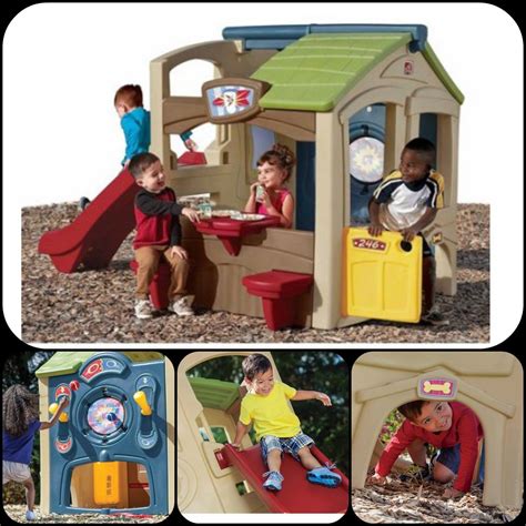 Playhouse With Slide Plastic Outdoor Kids Toddlers Fun Play For