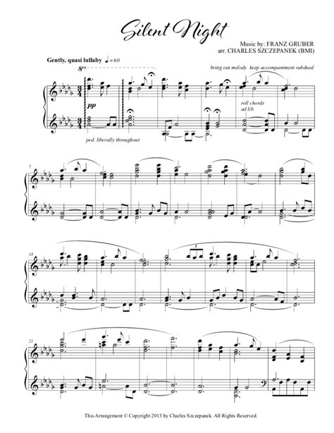 Printable Silent Night Piano Sheet Music