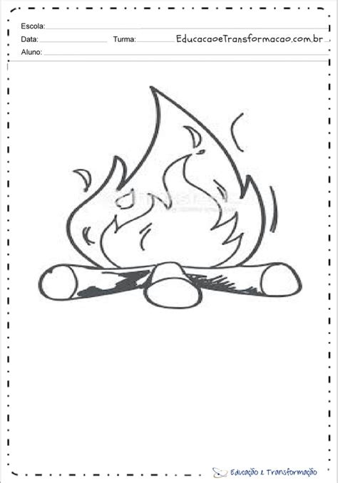 Desenhos de fogueira para colorir e imprimir Educação e Transformação