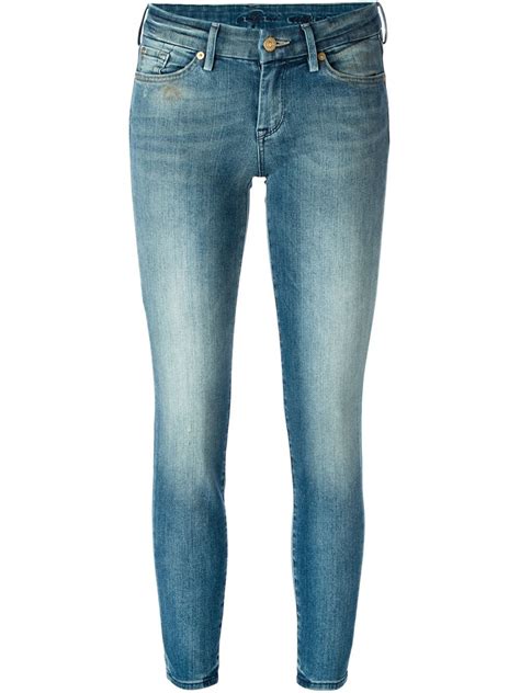 Lyst For All Mankind Skinny Jeans In Blue