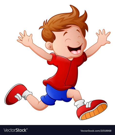 Cartoon Little Boy Running Vector Image On With Images Cute Doodles