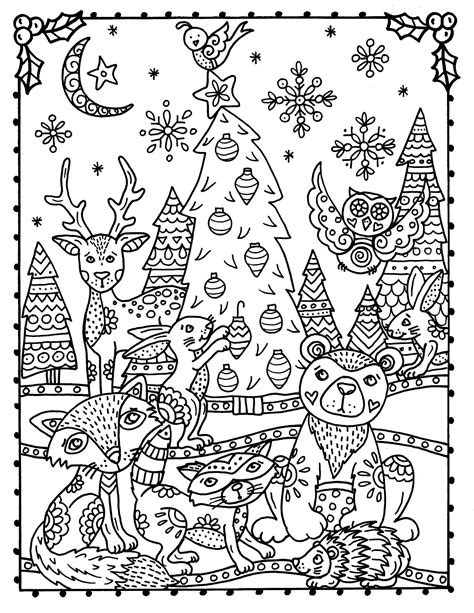 Christmas Woodland Animals Coloring Pages