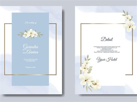 Elegant Wedding Invitation Card Template With Floral And Leave